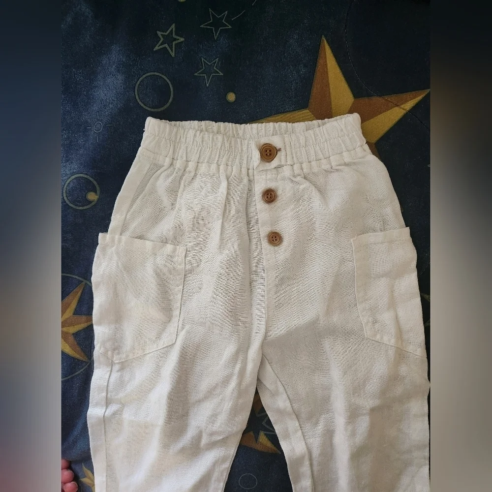 Zara Kids White Linen Trousers